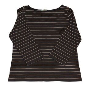 Lauren Ralph Lauren | Petite/Large | Striped 3/4 Sleeve T-Shirt Top Black Beige